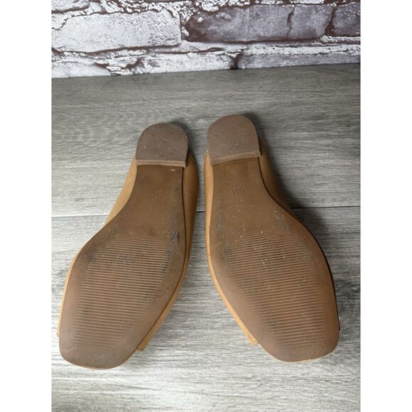 Madewell The Erica Peep-Toe Mule in English Saddle tan leather Flats Women 6.5M - Picture 7 of 16